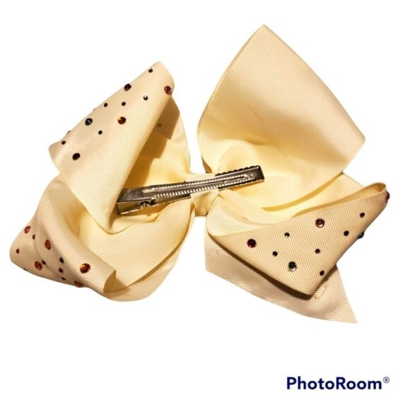 GIRLS Cream Rhinestone Hair Bow - Picture 2 of 2